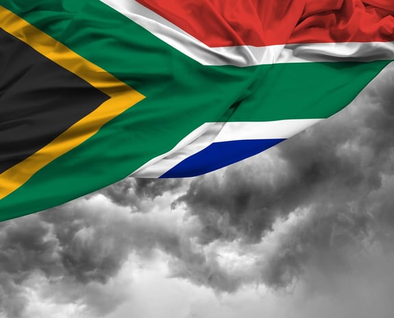 South African waving flag on a bad day